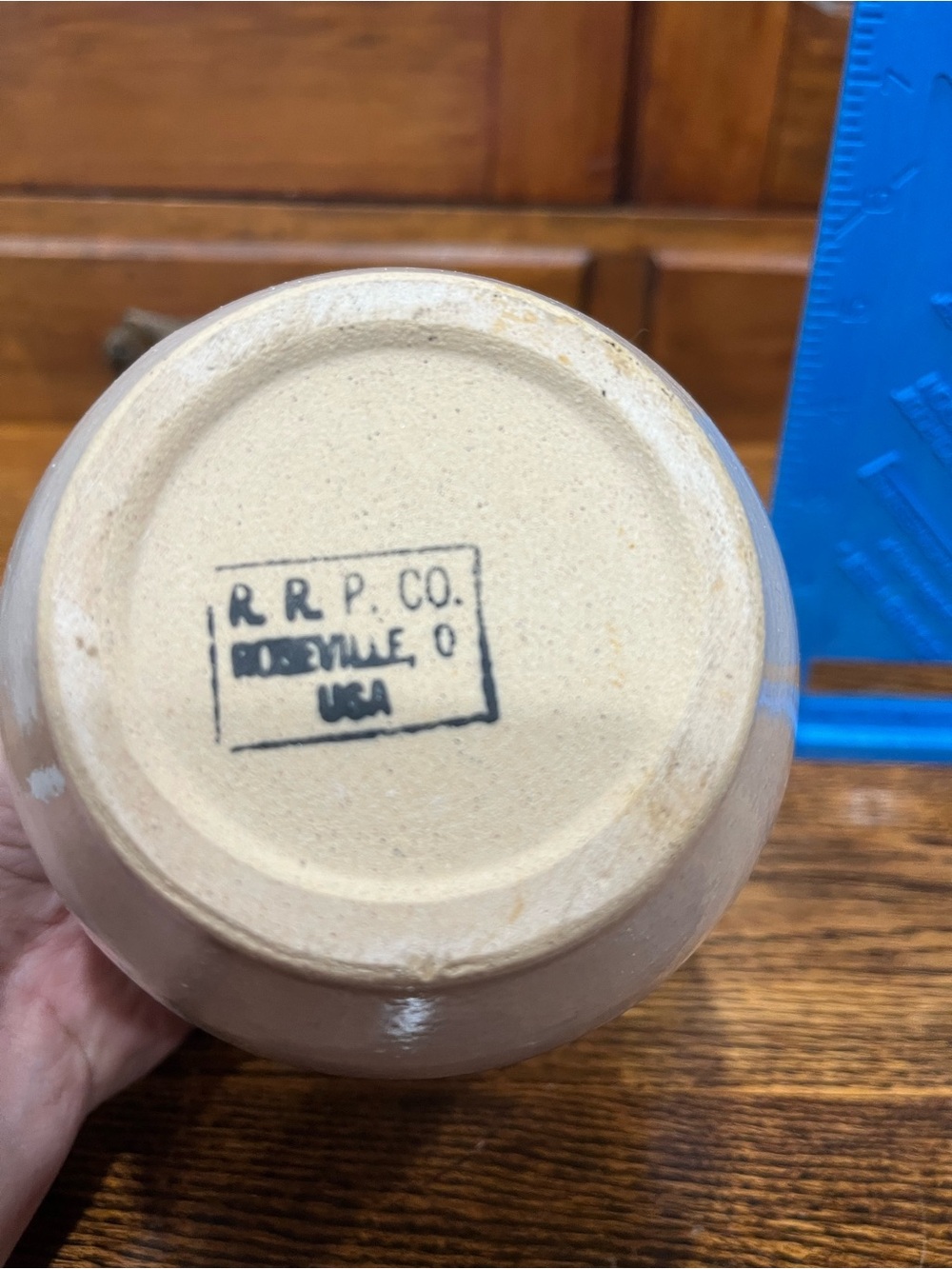 Vintage R.R.P. Co. Robinson Ransbottom Roseville Ohio Stoneware Pottery Navy - Picture 5 of 6